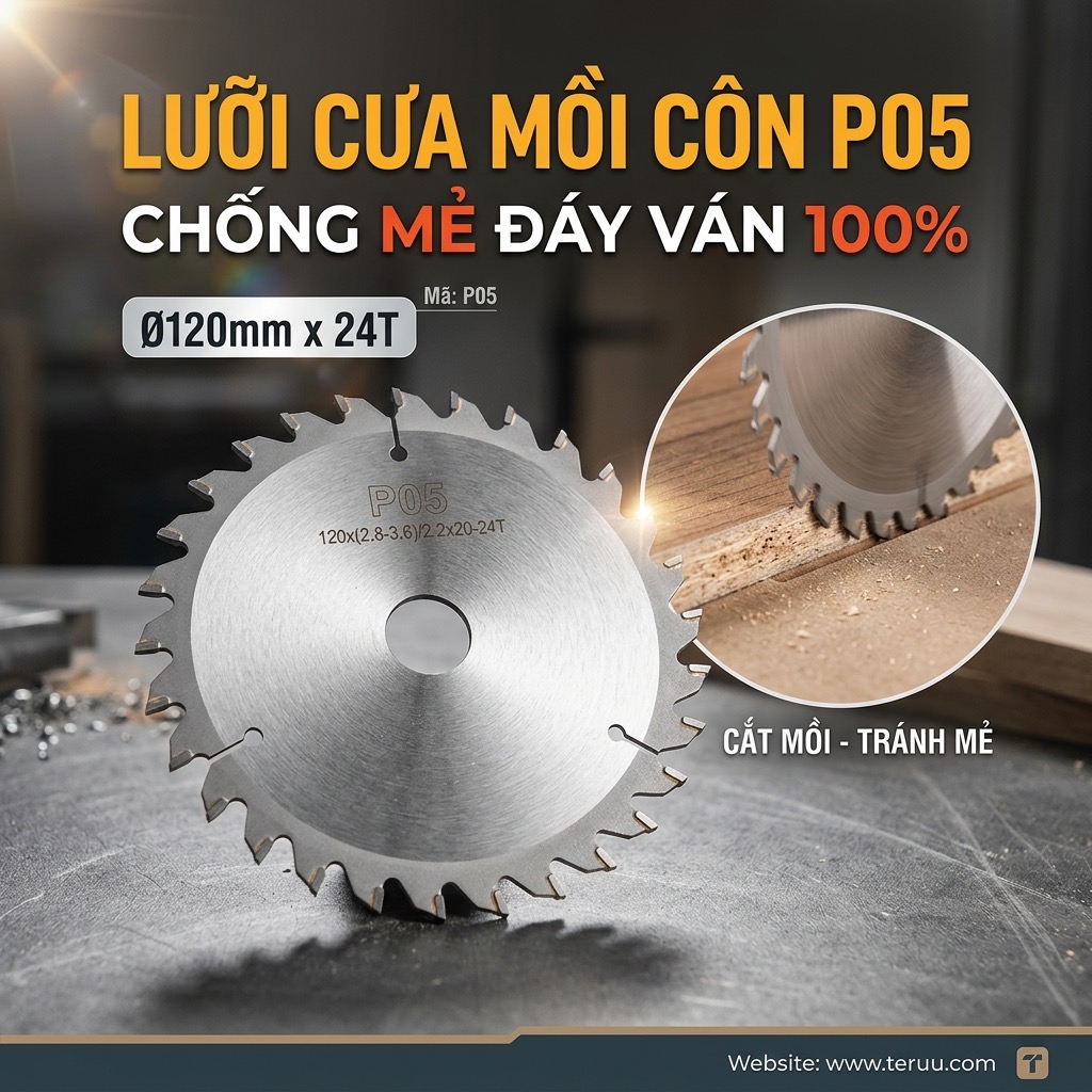 P05 Lưỡi cưa mồi côn chống mẻ đáy Ø120×24T