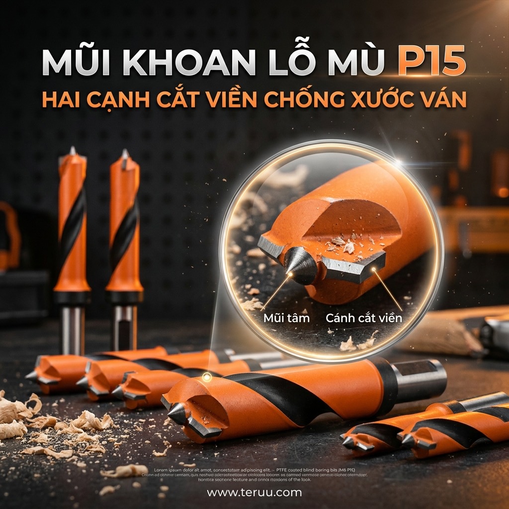 P15 Mũi khoan giàn lỗ mù Ø5–Ø15 có răng cắt vành
