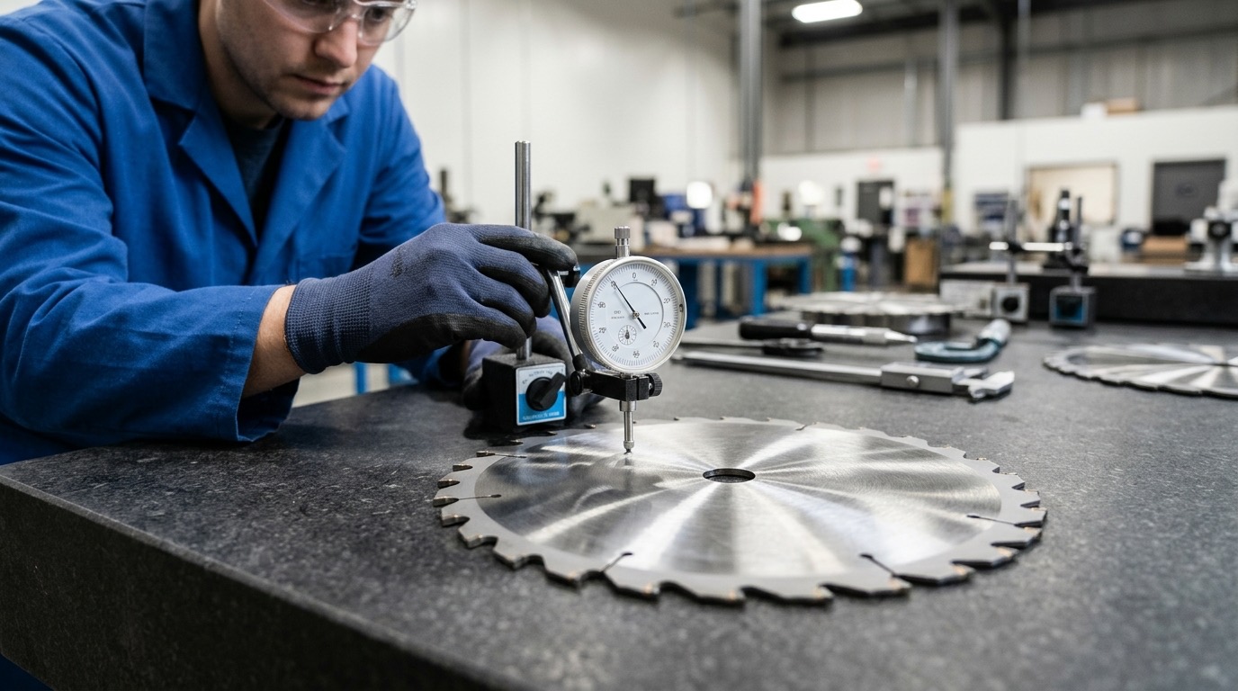 Dial gauge runout inspection on granite plate